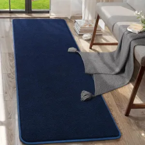 AROGAN Shag Runner Rug for Hallways, 2x6 Feet Washable Rugs with Memory Foam for Bedroom, Entryway Indoor Fluffy Throw Rug for Bedside Living Room Kids Girls Nursery Dorm Room Decor, Navy Blue