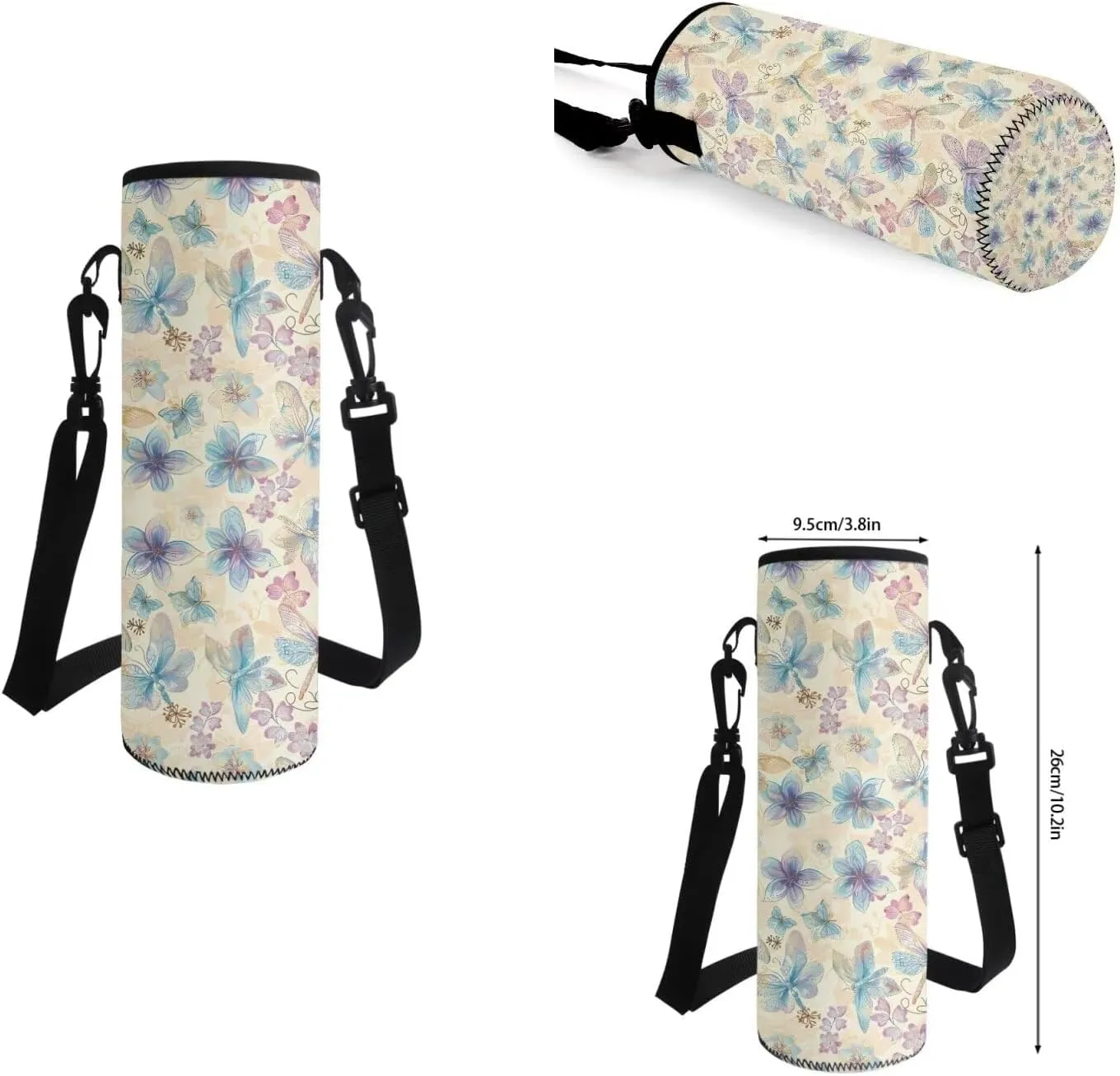 Art Flowers School Backpack for Kids 8-12 Boys and Lunch Bag Pencil Case Water Bottle Cover Portable Fashion Backpack Lunchbox for School Vacation