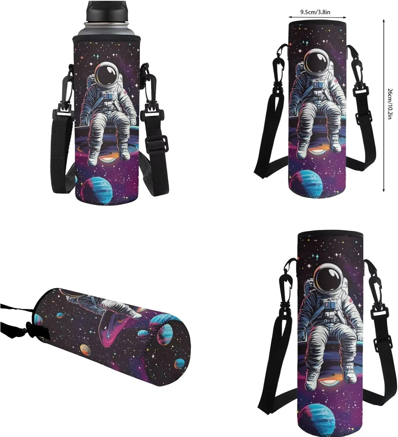 Astronaut Kids Backpack for Middle School 4 in 1 Set Portable Book Bag with Thermal Lunch Box Pencil Bag and Water Bottle Holder Big Capacity School Bags for Boys 10-12