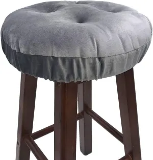 Augld Bar Stool Cushion Soft Velvet Padded Round Stool Cover 14" Velvet Grey