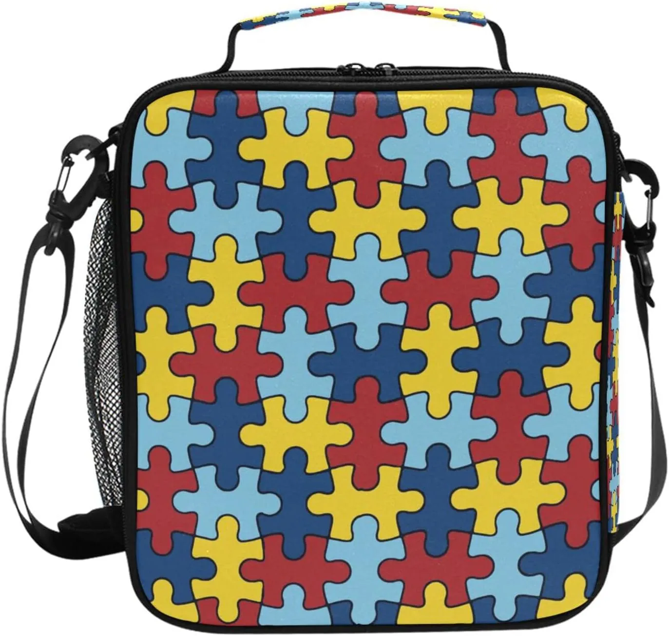 Autism Awareness Lunch Box Insulated Lunch Bag Reusable Cooler Lunch Tote Bag Portable Lunch Bag With Shoulder Strap for Boys Girls Adults School Offices