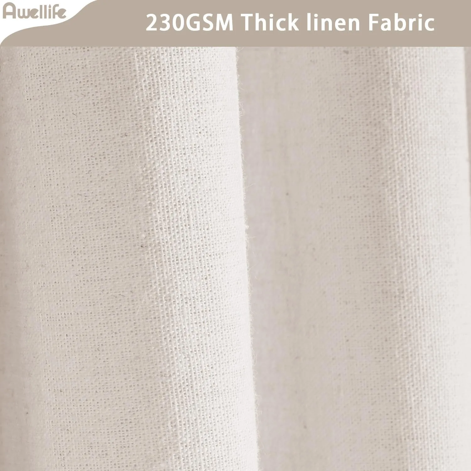 Awellife Farmhouse Shower Curtain Ruffle Linen Textured Boho Shower Curtain for Bathroom, Cream 36" W x 72" L