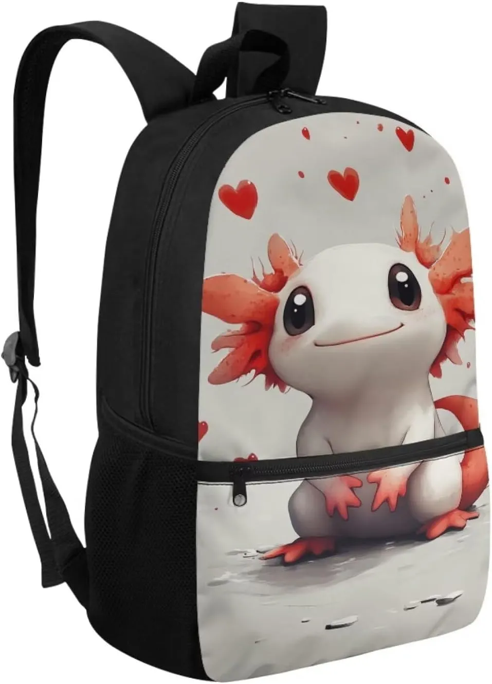 Axolotl Elementary Girls Backpack Kawaii Aesthetic School Back Pack for School Study Large Capacity Travel Daypack for Kids 6-9 Ages Utility 17 Inch Book Bags