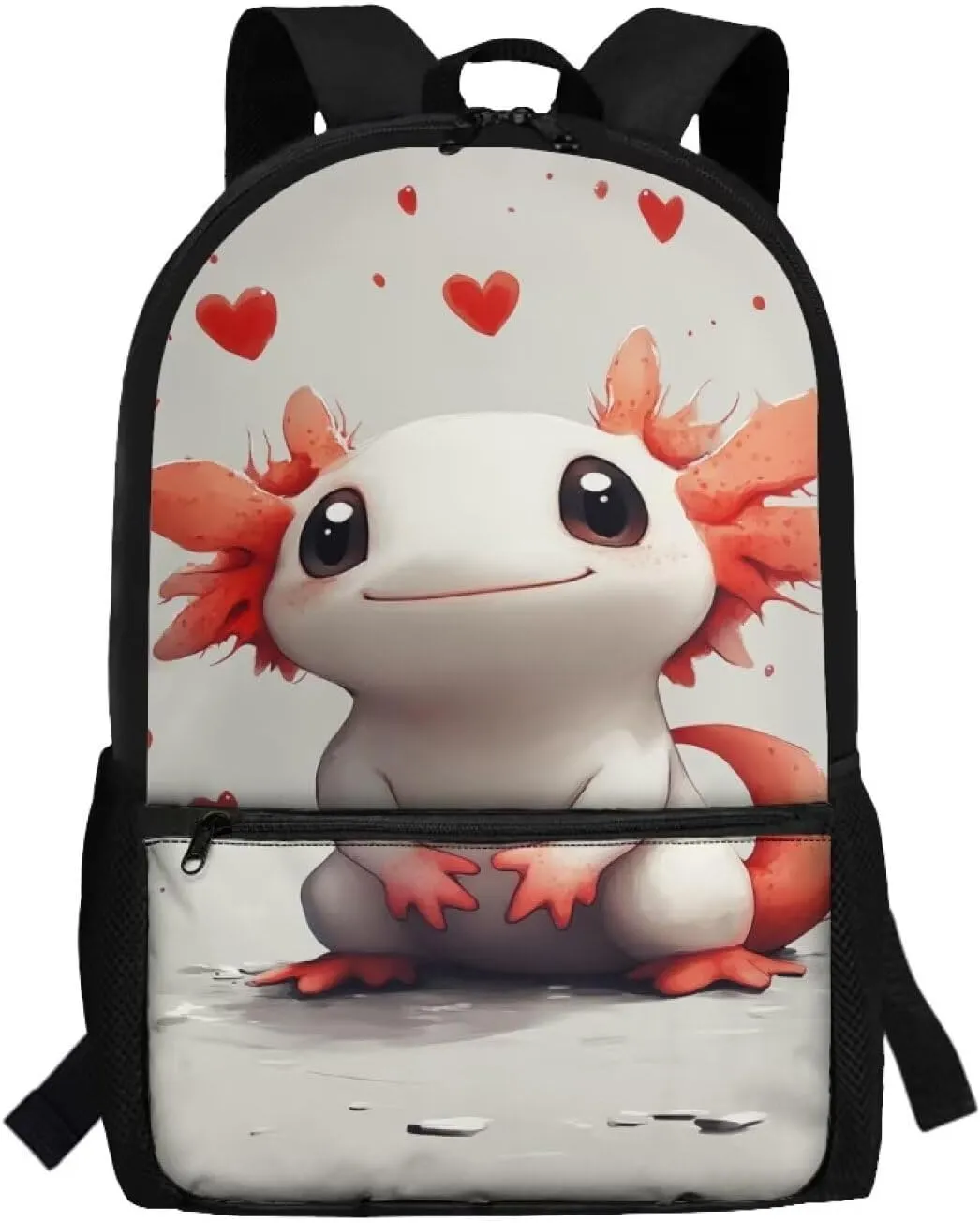 Axolotl Elementary Girls Backpack Kawaii Aesthetic School Back Pack for School Study Large Capacity Travel Daypack for Kids 6-9 Ages Utility 17 Inch Book Bags