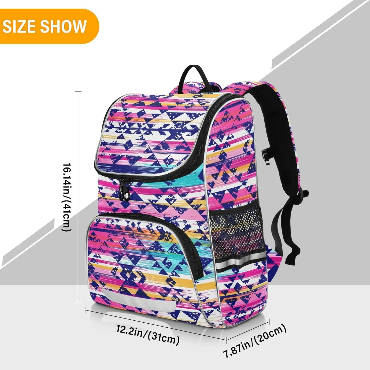 Aztec Pink Backpack Large Capacity Student Backpack, Navajo Tribe Boys and Girls School Book Bag 16 Inches, Multifunctional Computer Bag School Bag Travel Shoulder Bag