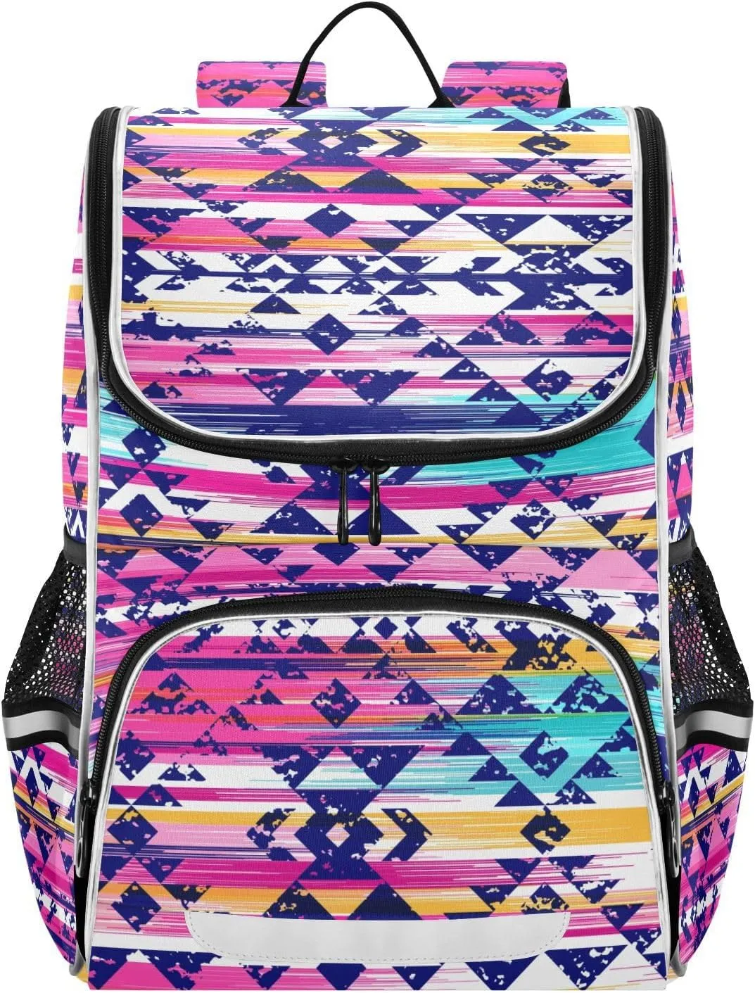 Aztec Pink Backpack Large Capacity Student Backpack, Navajo Tribe Boys and Girls School Book Bag 16 Inches, Multifunctional Computer Bag School Bag Travel Shoulder Bag