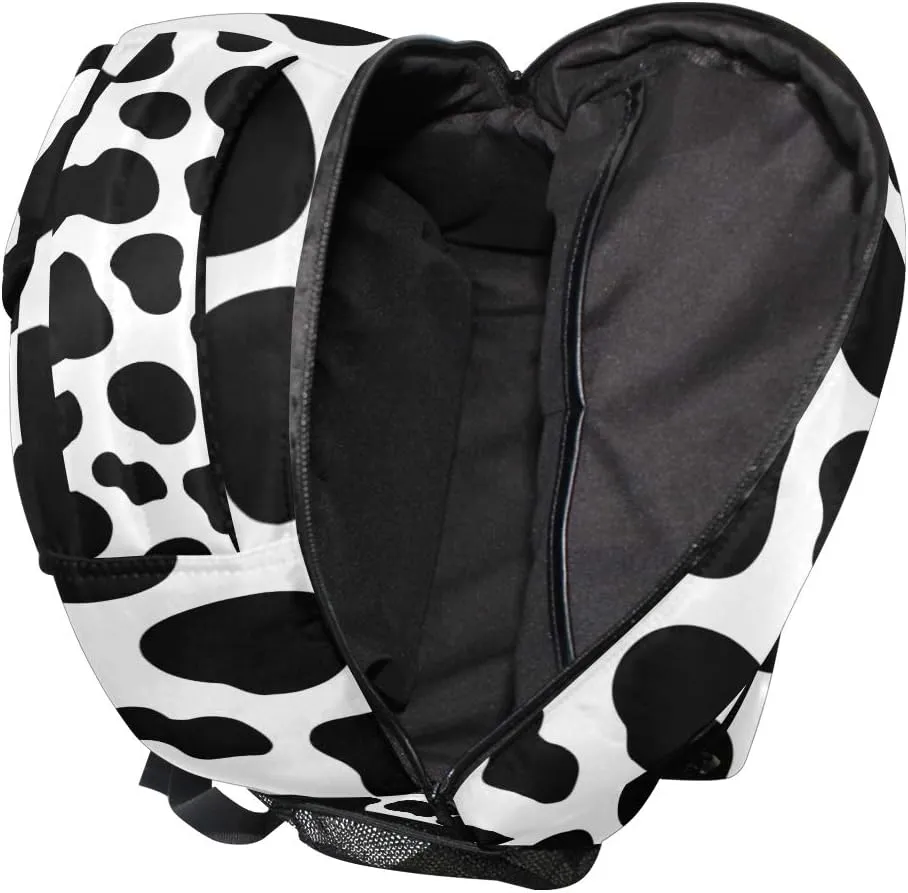 Backpack Animal Cow Print Pattern Adults School Bag Casual College Bag Travel Zipper Bookbag Hiking Shoulder Daypack for Women Men