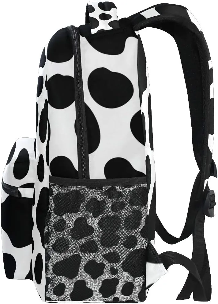 Backpack Animal Cow Print Pattern Adults School Bag Casual College Bag Travel Zipper Bookbag Hiking Shoulder Daypack for Women Men
