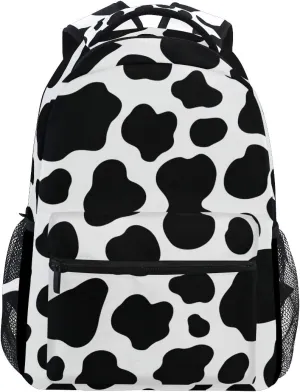 Backpack Animal Cow Print Pattern Adults School Bag Casual College Bag Travel Zipper Bookbag Hiking Shoulder Daypack for Women Men