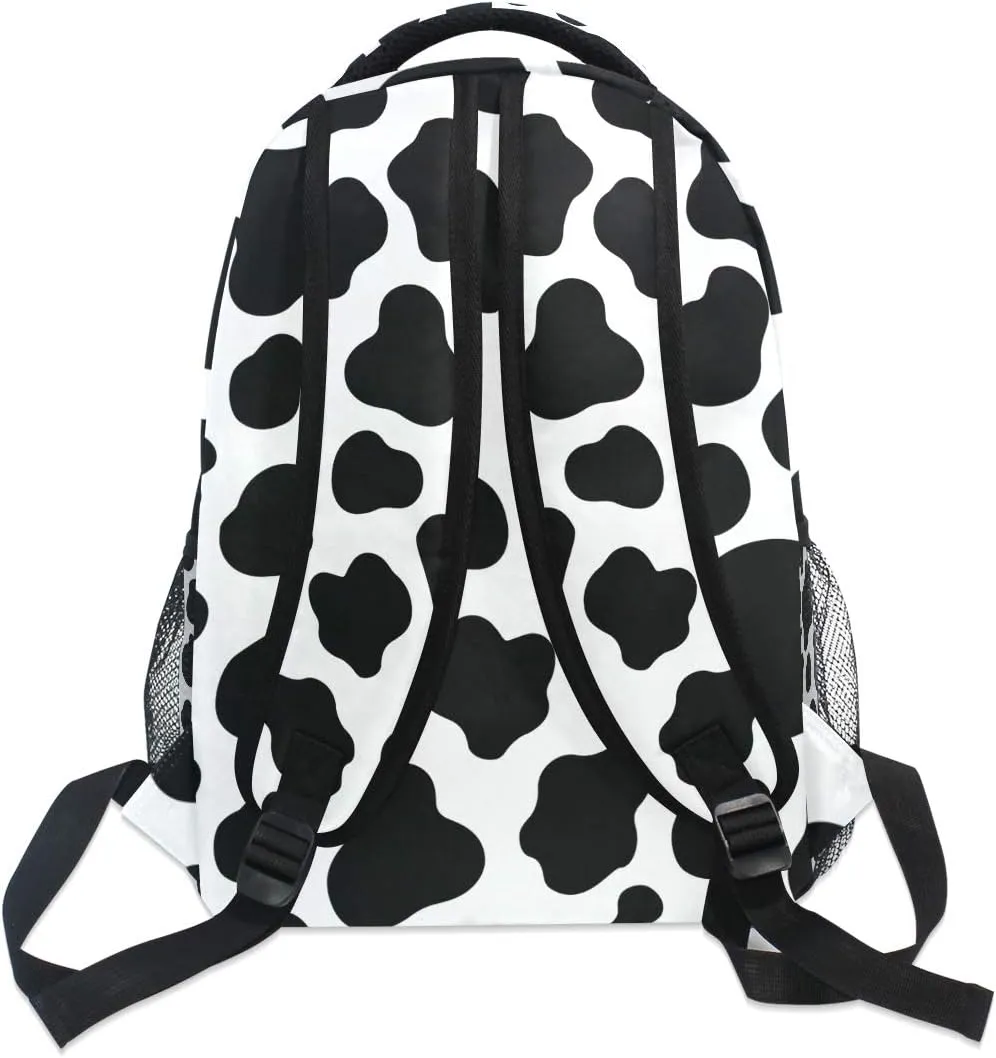 Backpack Animal Cow Print Pattern Adults School Bag Casual College Bag Travel Zipper Bookbag Hiking Shoulder Daypack for Women Men