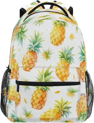 Backpack for Teacher Nurse Waterproof Laptop Bookbag with Chest Strap for College Work Hand-drawn Pineapples and Pineapple Slices Pattern_