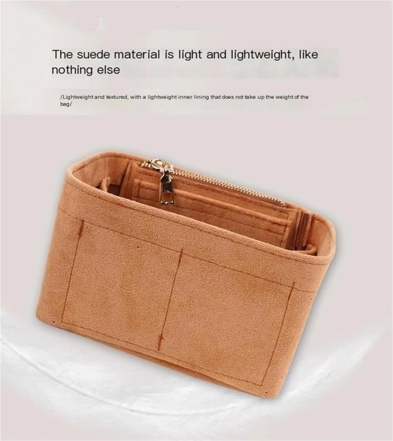 Bag Organizer Lined Storage Bag Bag Organizer Insert Portable Cosmetic Bag for Loewe(Pink A,S)