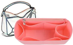 Bag Organizer Lined Storage Bag Bag Organizer Insert Portable Cosmetic Bag for Loewe(Pink A,S)