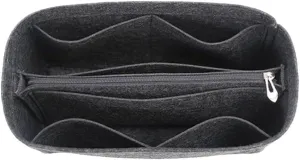 Bag organizer liner storage bag for LV keepall handbags bag storage plug-in portable cosmetic bag(Blcak gray a,For keepall 25)