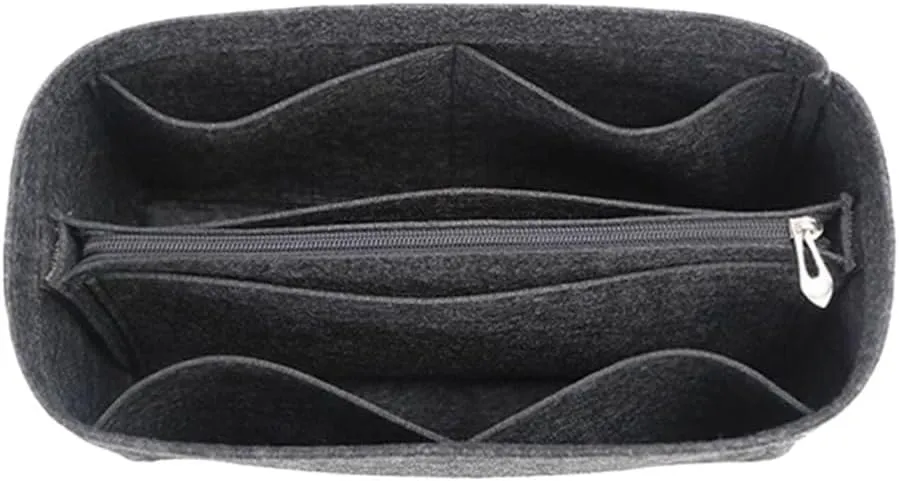 Bag organizer liner storage bag for LV keepall handbags bag storage plug-in portable cosmetic bag(Blcak gray a,For keepall 25)