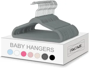 BAGAIL Kids Velvet Hangers 11 Inches Children's Clothes Hangers Non-Slip Baby Hangers for Infant/Toddler (Grey,50pack)