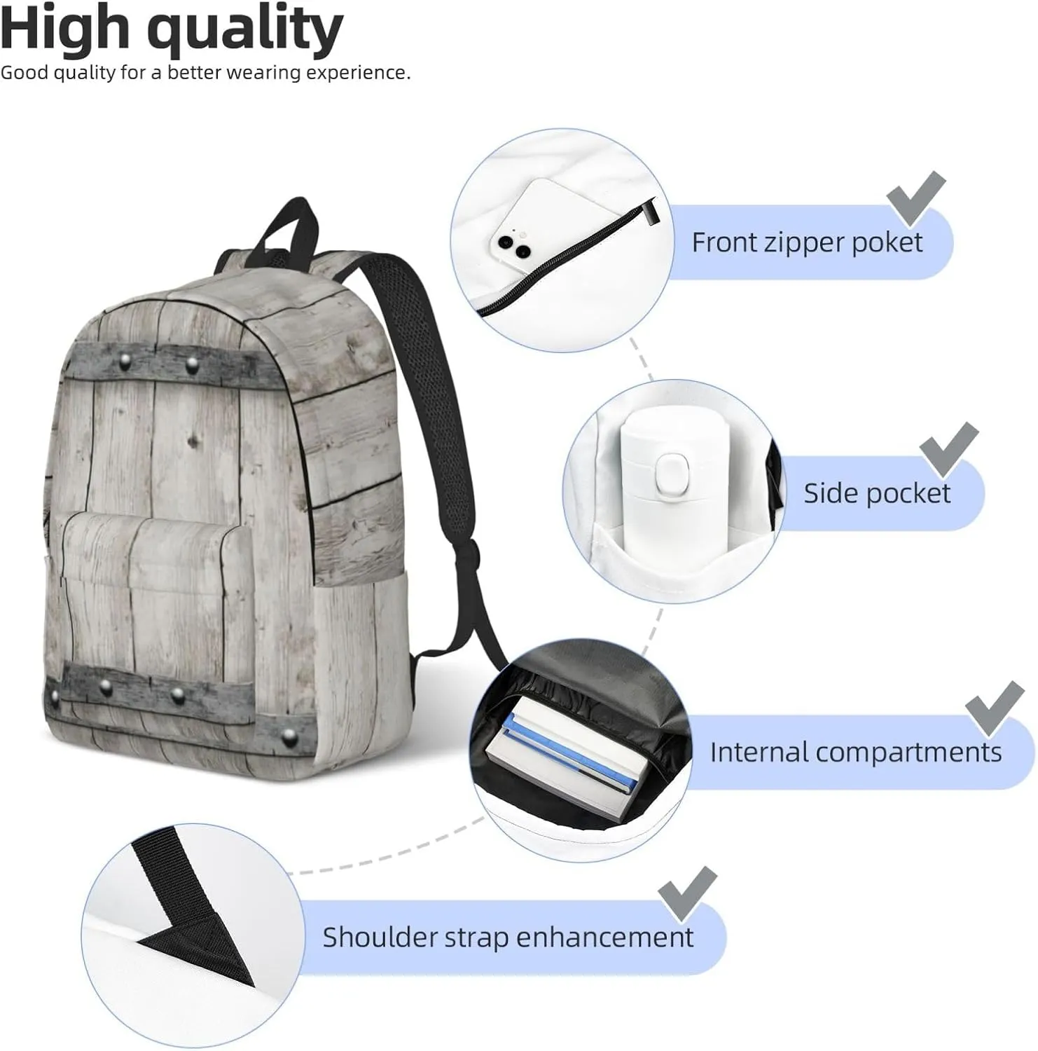 Barn Door1 print Laptop Backpack for Women Men,Bookbag Casual Daypackfor College Work for Travel Computer
