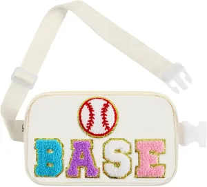 Baseball Mom Bag, Softball Purse Fanny Waist Pack For Mother's Day Christmas Birthday Gifts, Fashion Women Crossbody Belt Bags Baseball Moms Travel Accessories, White