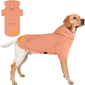 Basic Dog Hoodie Sweatshirts, Pet Clothes Hoodies, Granular Velvet, Sweater with Hat and Leash Hole, Soft Velvet Outfit Coat for Small Medium Large Dogs, Pink (Medium)