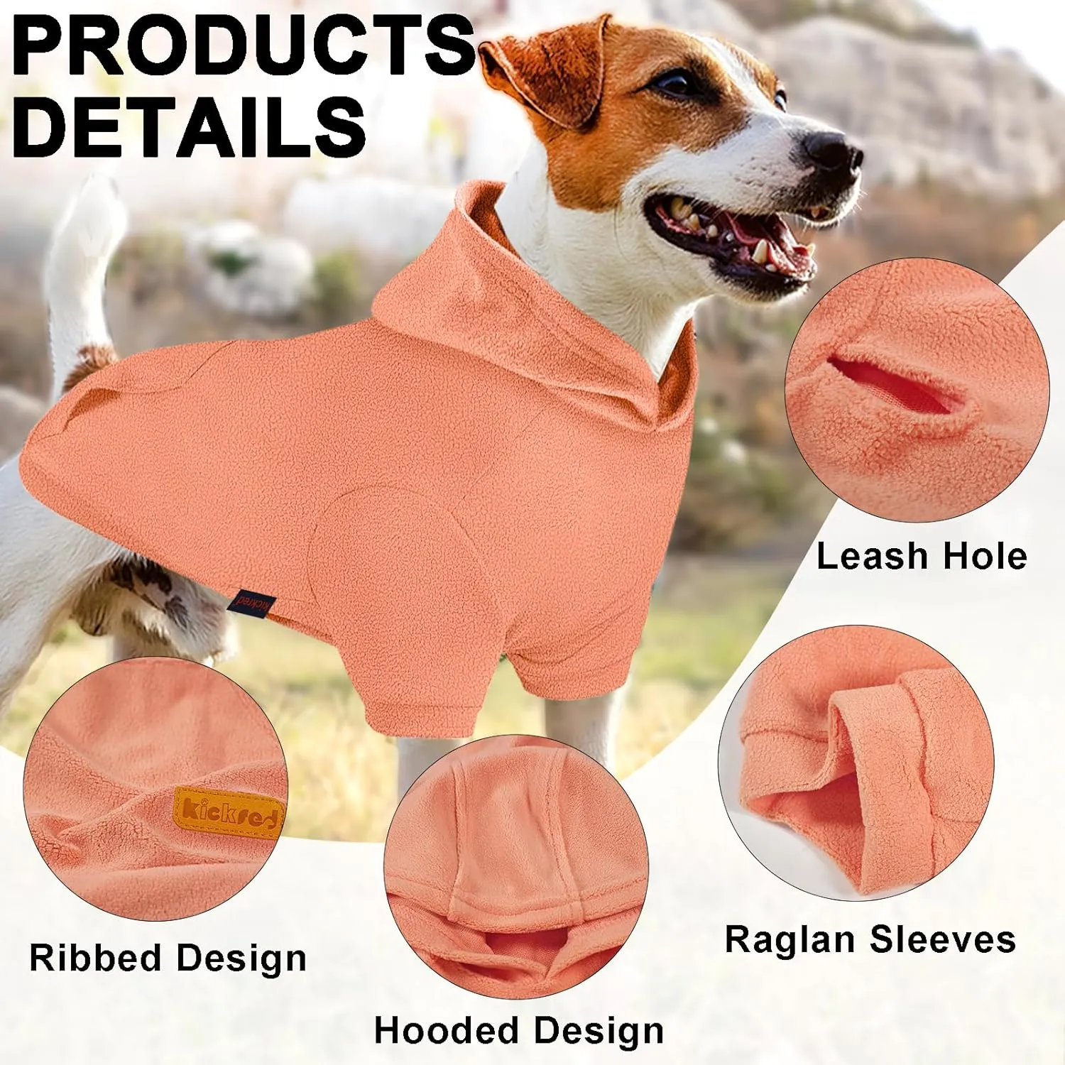 Basic Dog Hoodie Sweatshirts, Pet Clothes Hoodies, Granular Velvet, Sweater with Hat and Leash Hole, Soft Velvet Outfit Coat for Small Medium Large Dogs, Pink (Medium)