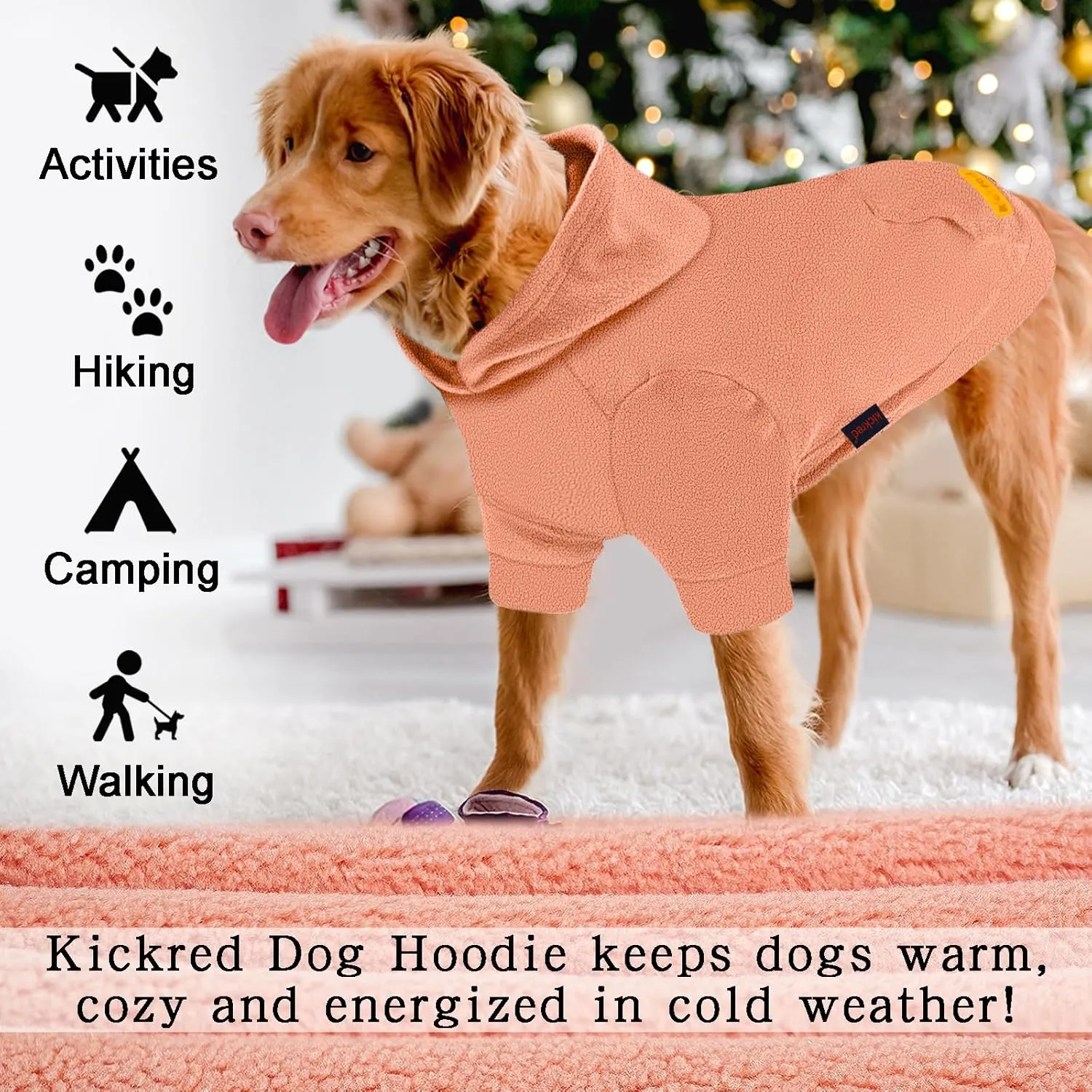 Basic Dog Hoodie Sweatshirts, Pet Clothes Hoodies, Granular Velvet, Sweater with Hat and Leash Hole, Soft Velvet Outfit Coat for Small Medium Large Dogs, Pink (Medium)