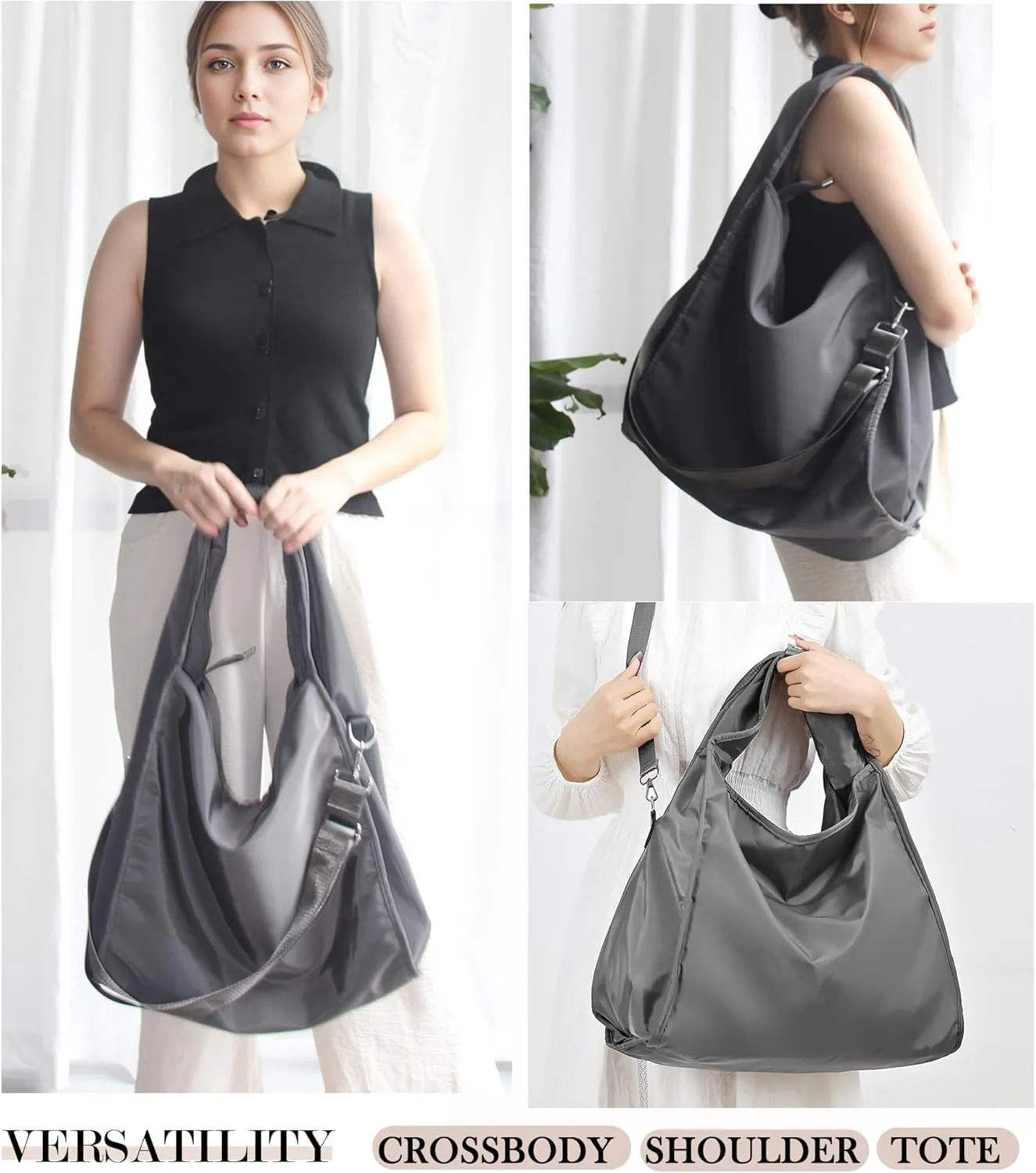 BASICPOWER Women Tote Bag, Crossbody Shoulder Carry Handbags Large Capacity Hobo Bag with Zipper for Casual Travel Work