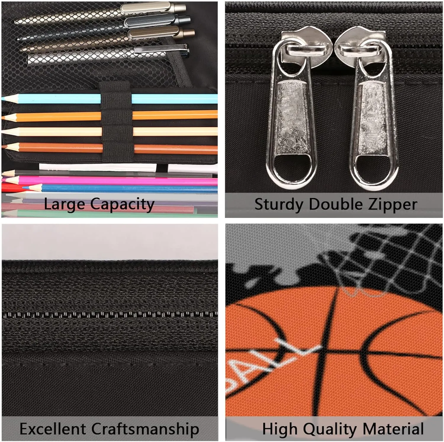 Basketball Pencil Case Basketball Slam Duck Large Capacity Pencil Pouch Simplicity Pencil Box Pencil Bag Pen Case Large Stationery Organizer Bag with Zipper for Kids Boy Girls School Office Supplies
