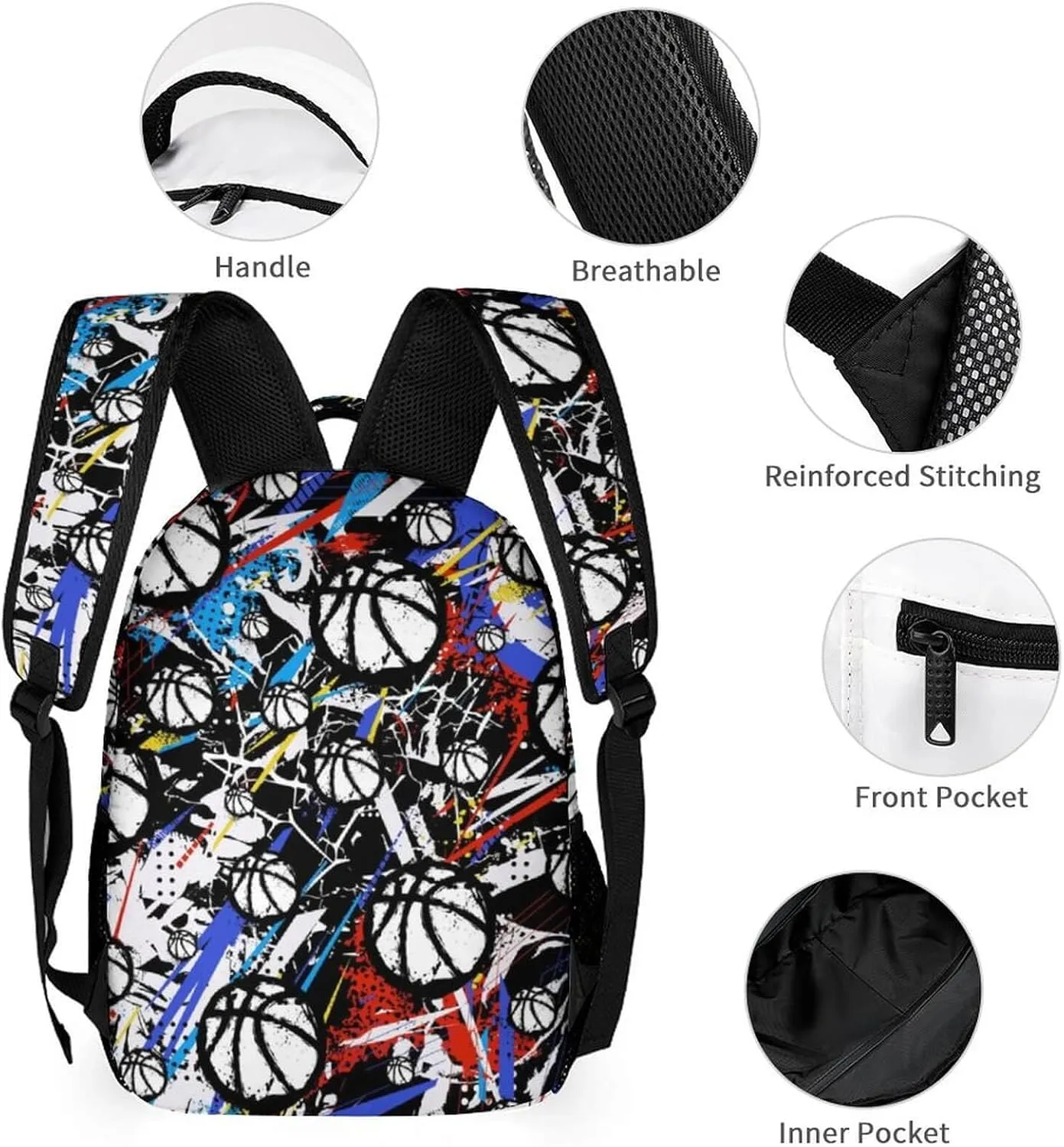 Basketball School Backpack for Kids Girls Boys, 16 Inch Cool Basketball Themed Bookbag, Personality School Backpack for Students Children, sustainable, Lightweight, Large Capacity