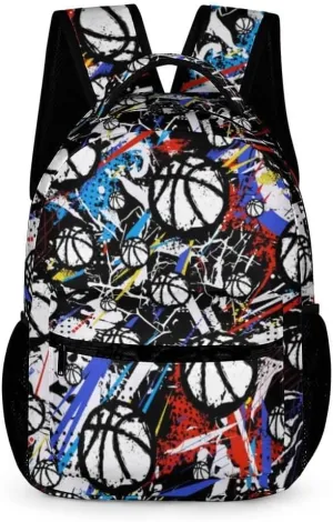 Basketball School Backpack for Kids Girls Boys, 16 Inch Cool Basketball Themed Bookbag, Personality School Backpack for Students Children, sustainable, Lightweight, Large Capacity