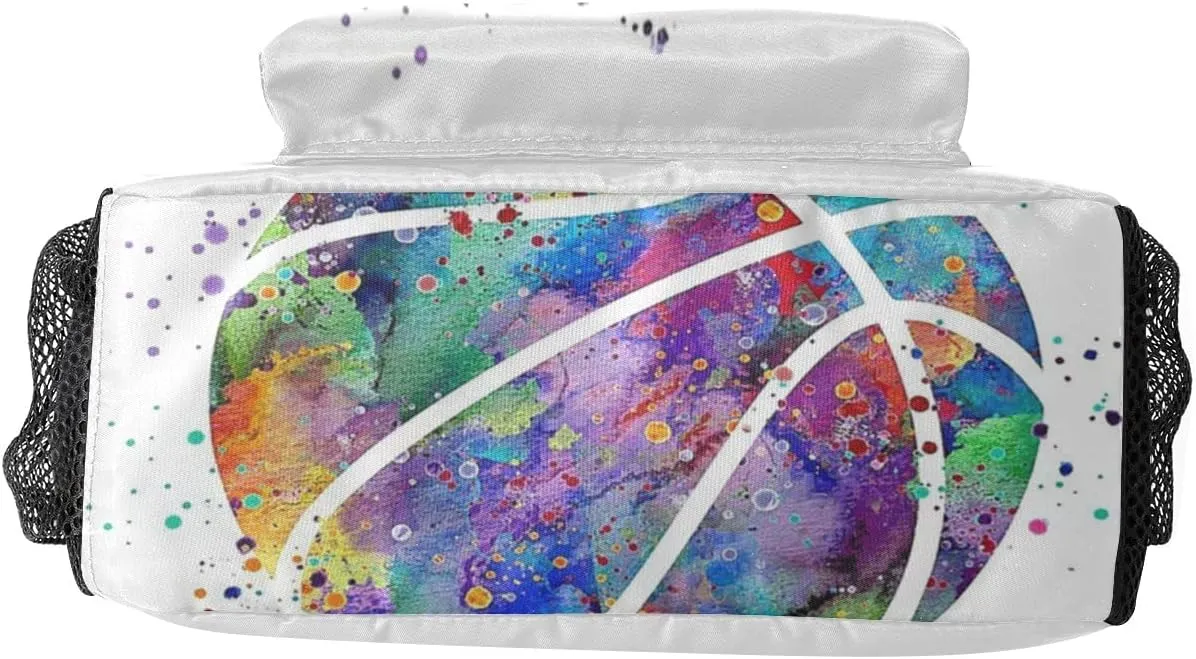 Basketball Watercolor Art Backpack Personalized Name Waterproof Travel Bag for Boys Girls Gift