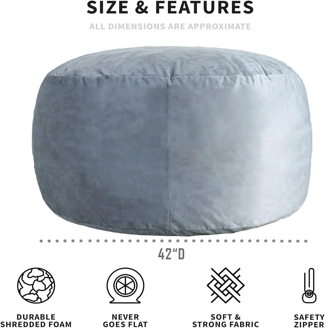 Bean Bag Chairs, Memory Foam Stuffing Bean Bag Chair for Adults/Teens/Kids, Velvet Lazy Sofa Furniture with Removable High-Rebound Memory Foam for Living Room Bedroom College Dorm