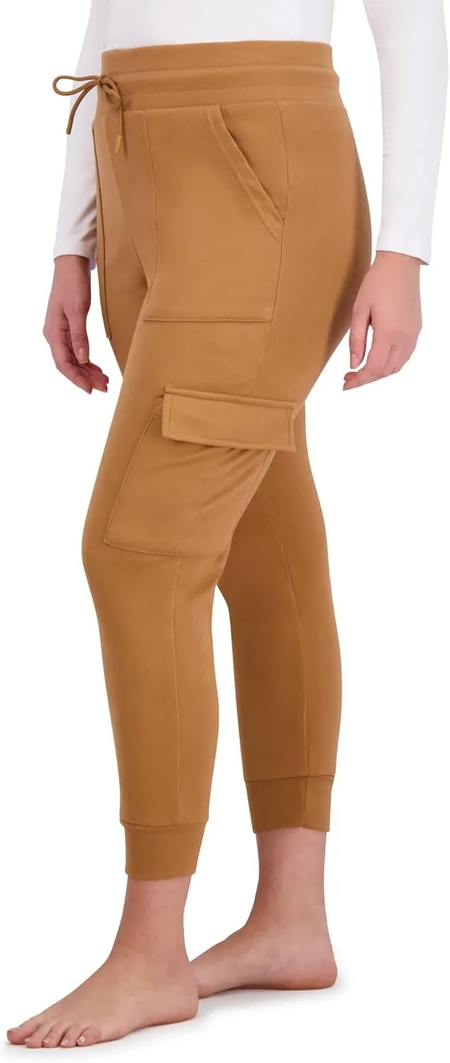 BEARPAW Women's Micro Fleece Drawstring Athletic Jogger Sweatpants with Pockets