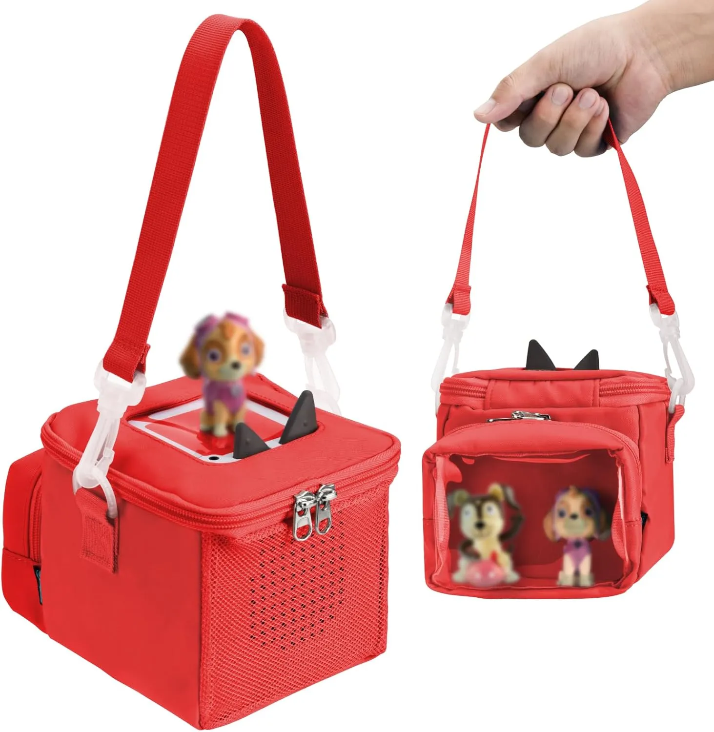 Beautyflier Carrying Case Compatible with Toniebox Audio Player Starter Set, Storage Bag Organizer for Creative Tonies Figures, Tote Bag for Kids Toniebox Starter Set, 3-6 Years Kids Gift (Orange Red)