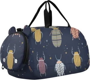 Beetle with Beetles Bugs and Insects Sports Duffle Bag for Girls Boys, Gym Bag with Shoe Compartment, Kids Travel Overnight Weekender Shoulder Bag