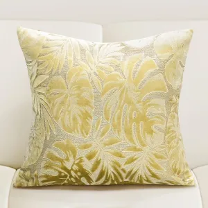 Beige Monstera Leaf Velvet Throw Pillow Cover Leaf Cushion Case Modern Zippered Pillowcase for Sofa Couch Bedroom Living Room Chair 20 x 20 Inch Beige