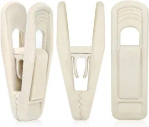 Beige Velvet Hanger Clips (60-Pack), Non-Slip Velvet Clip Work Perfectly for Ivory/Beige Velvet Hangers, Pant Skirt Hanger Velvet Clips Fit for Velvet Clothes Hangers