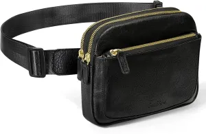 Belt Bag,Vegan Leather Fanny Pack for Women and Men (Dull black)