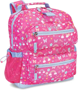 Bentgo Kids Backpack - Lightweight 14” Backpack in Fun Prints for School, Travel, & Daycare, Ideal for Ages 4 , Roomy Interior, Durable & Water-Resistant Fabric, & Loop for Lunch Bag (Rainbows)
