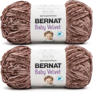 Bernat Baby Velvet BB Chocolate Yarn - 2 Pack of 300g/10.5 oz - 100% Polyester - #4 Worsted (Medium) - 492 Yards - Knitting/Crochet