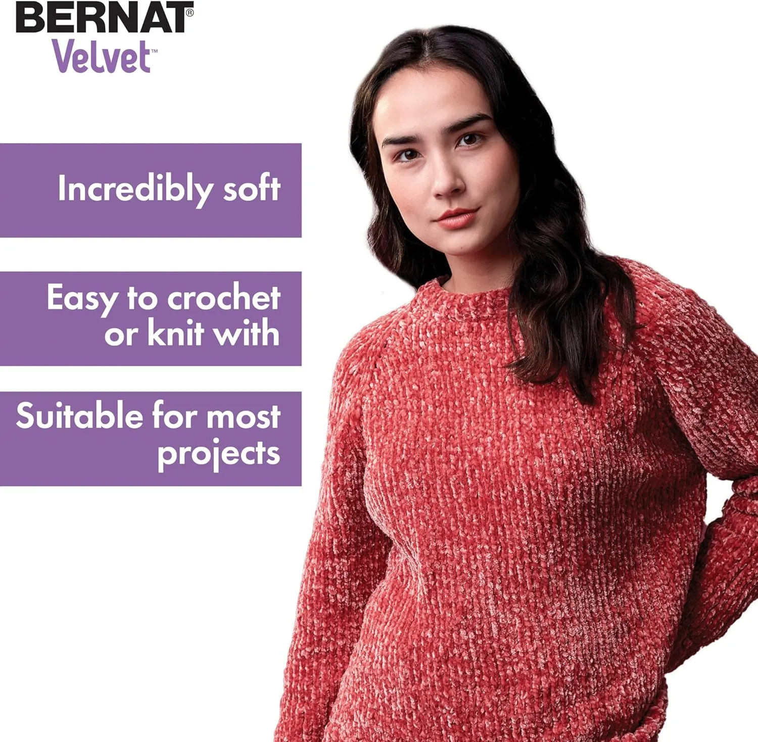 Bernat Velvet Blush Pink Yarn - 2 Pack of 300g/10.5oz - Polyester - 5 Bulky - 315 Yards - Knitting/Crochet