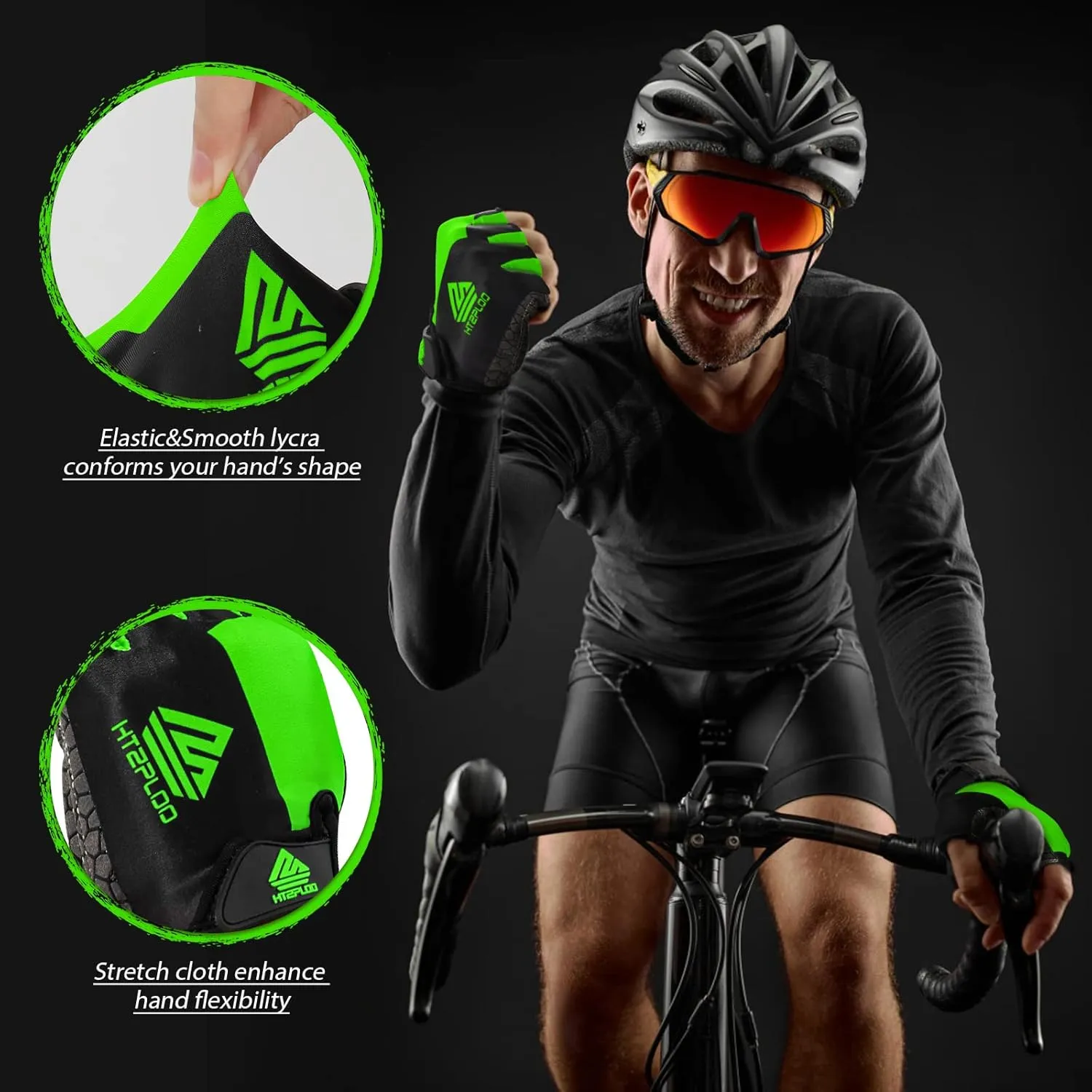 Bike Gloves for Men Women with Anti-Slip Shock-Absorbing Pad, Light Weight Half-Finger Cycling Gloves
