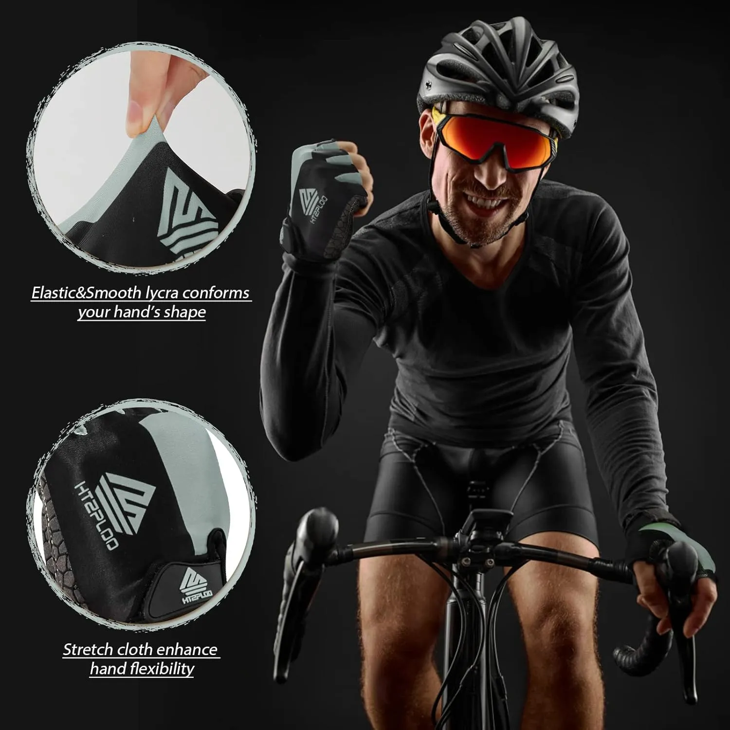 Bike Gloves for Men Women with Anti-Slip Shock-Absorbing Pad, Light Weight Half-Finger Cycling Gloves