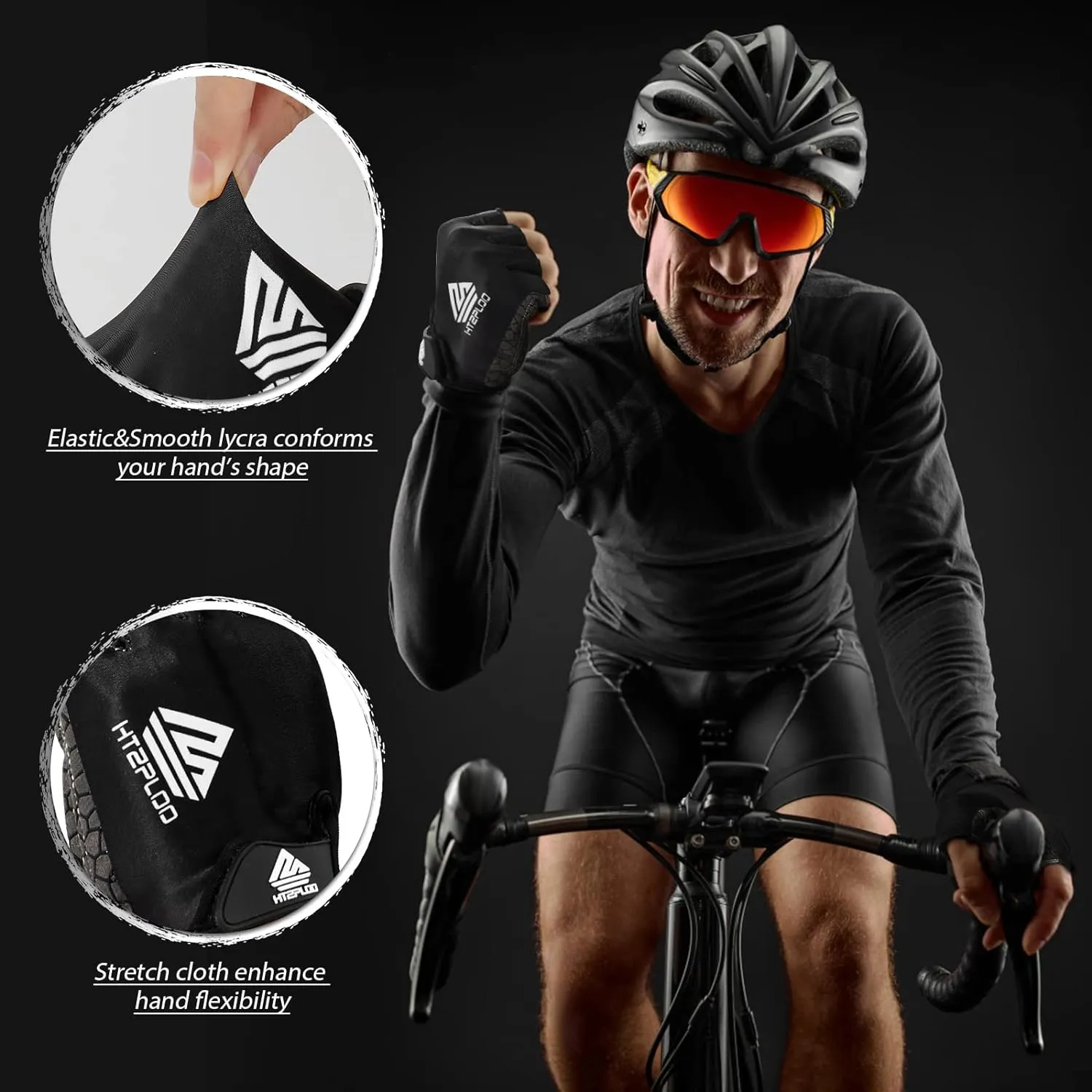 Bike Gloves for Men Women with Anti-Slip Shock-Absorbing Pad, Light Weight Half-Finger Cycling Gloves