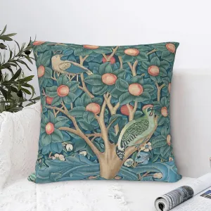 Bird William Morris Greenery Forest Animals Pheasant Fox Blue Green Floral Decorative Throw Pillow Covers 18x18 inch Cozy Soft Pillowcase Aesthetic Cushion Cover for Home Decor Sofa Living Room