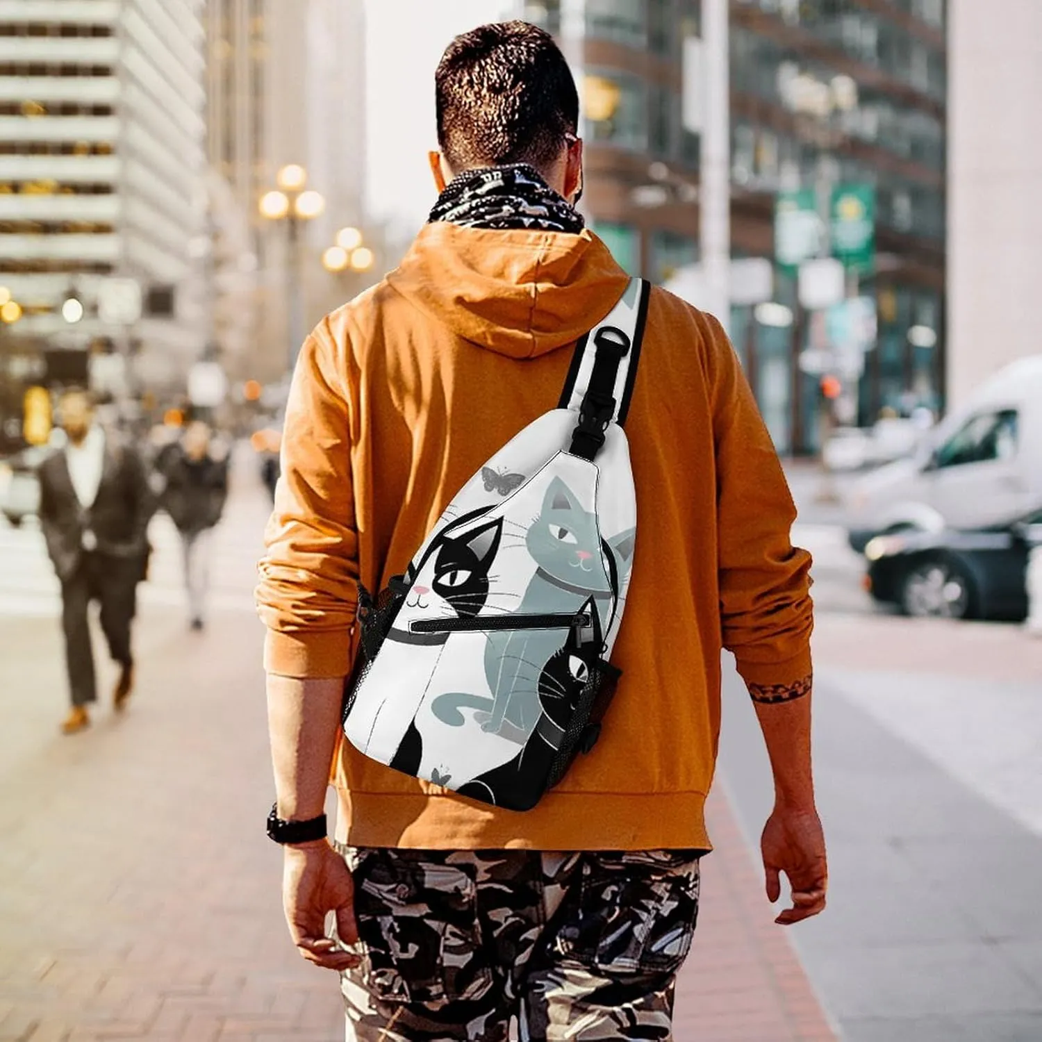 Black And White Cats Sling Bag Crossbody Bags Cross Body Bag Fanny Packs Chest Bags Sling Purses for Travel