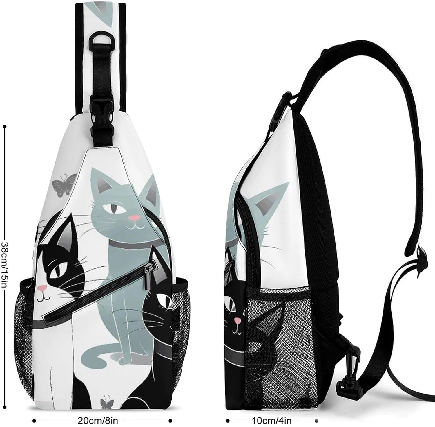 Black And White Cats Sling Bag Crossbody Bags Cross Body Bag Fanny Packs Chest Bags Sling Purses for Travel