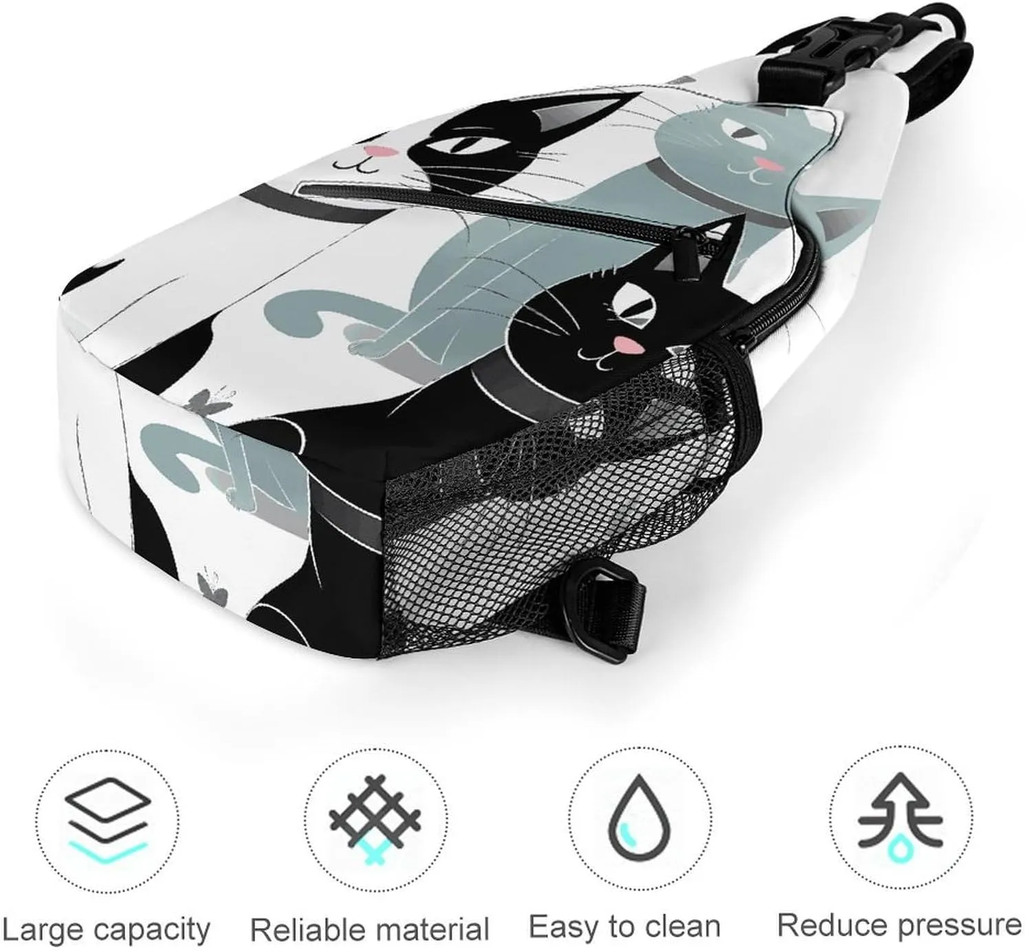 Black And White Cats Sling Bag Crossbody Bags Cross Body Bag Fanny Packs Chest Bags Sling Purses for Travel