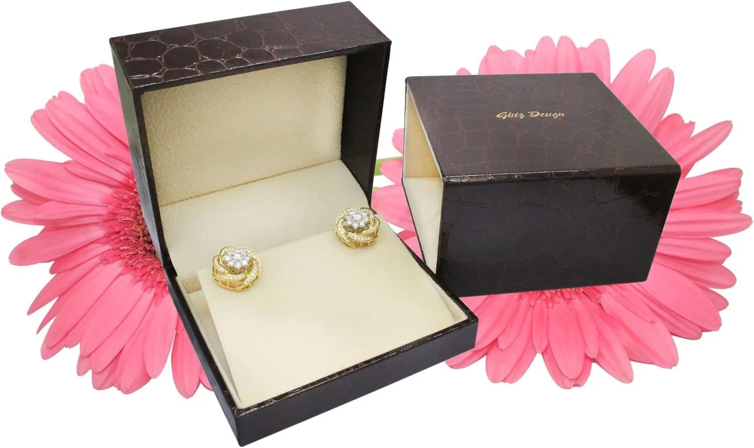 Black Diamond Stud Earrings for Women Men Princess Cut 14K Gold Gift Box Authenticity Cards