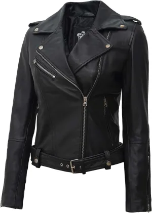Blingsoul Asymmetrical Lambskin Leather Jacket Women - Stylish Womens Leather Jackets