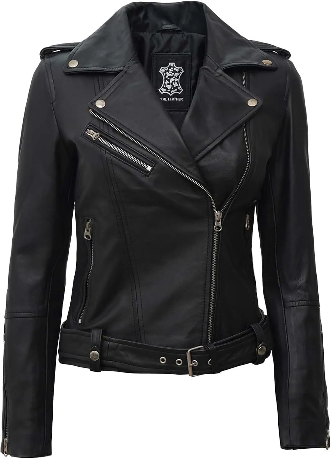 Blingsoul Asymmetrical Lambskin Leather Jacket Women - Stylish Womens Leather Jackets